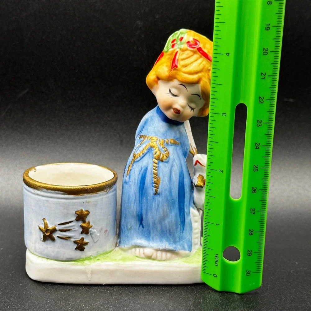 Vintage 1978 JASCO Christmas Luvkins Angel Lamb Porcelain Votive Candle Holder